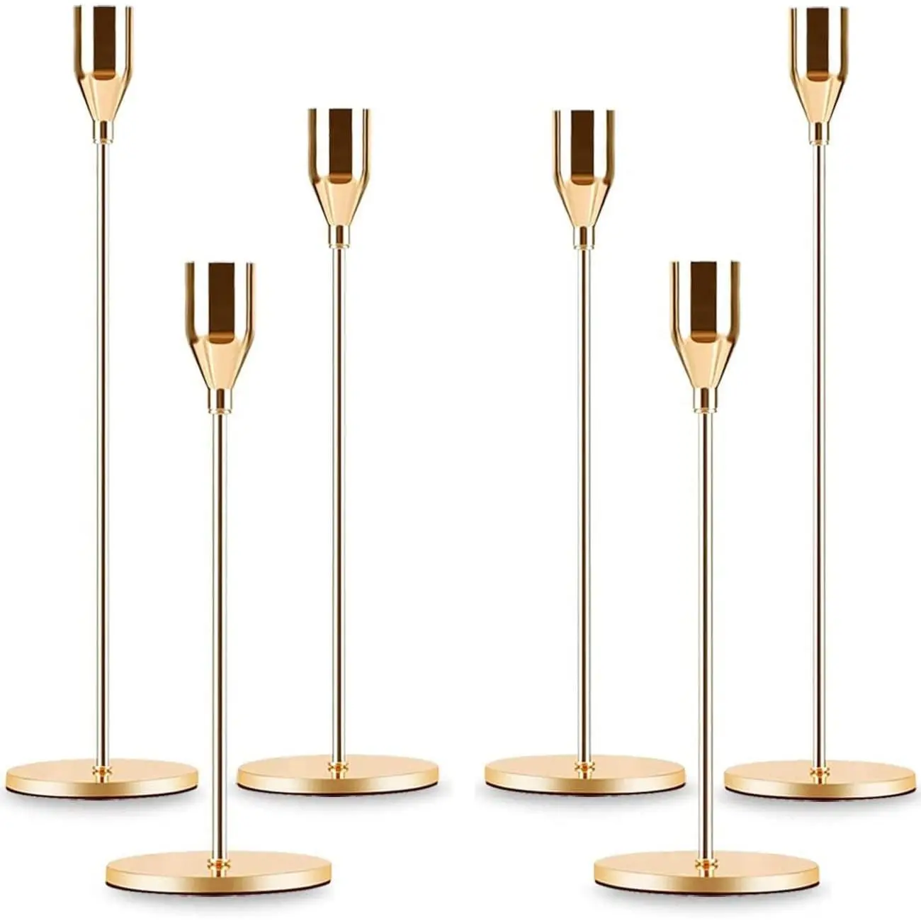 Taper Candle Holder Set of 6, Brass  Tall Candlestick Holders, Metal Vintage Candle Stickers Long Holder Set, Pillar Decorative Candle Holder Fits 3/4 Inch Candle