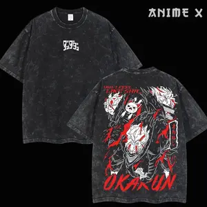 Retro Vintage Limited Turbo Baba Okarun - Dandadan Anime Double Printed Oversized Washed Tee Unisex Oversize Anime Manga Acid Washed Lightweight Cotton T-Shirt, Hoodies & Sweater Wash Gift For Anime Fan, Anime Lover 1FV