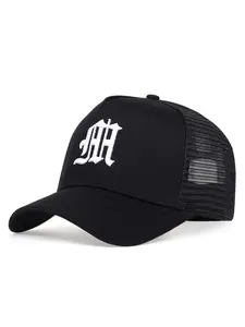 Unisex M Letter Mesh, Adjustable Outdoor Sun Protection Embroidered Hat, Suitable for Travel Beach Vacation, One Size Fits All, Adjustable Snapback Cap
