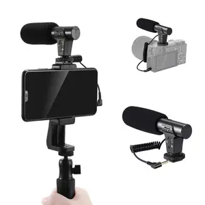 3.5mm Audio Plug Video Recording Electronic Microphone with Spring Cable, Live Streaming Equipment, Plug and Play Compatibility for Phones DSLR Cameras PCs, Perfect for Vlogging Livestreaming Interviews Podcasts