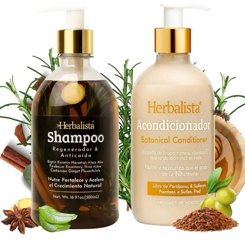 500ML Herbalista Viral Herbal Hair Care Bundle – Shampoo & Conditioner  – With Real Botanicals – Strengthen Nourishes & Smooths – 100% Natural & Handcrafted