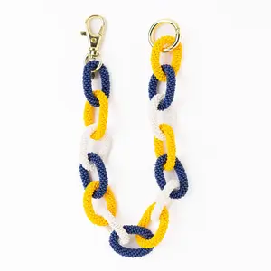 Game Day Beaded Bag Chain Yellow + Blue