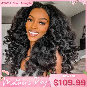 [200% Density] Menglle 13x4 Yaki Loose Wave/Yaki Straight/Yaki Burmese Curly/Loose Deep Wave Lace Front Wigs Human Hair Pre Cut Lace Glueless Yaki Bounce Wand Curly Wig Natural Hairline Beginner Friendly#Summervibes#TikTokShopStockUp