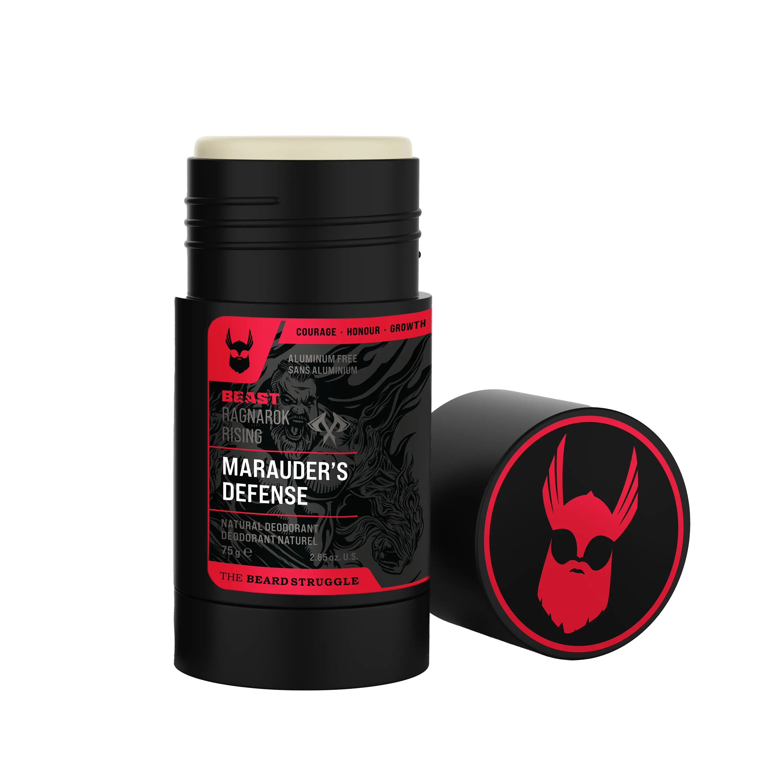 The Beard Struggle Marauders Natural Deodorant for Men with Activated Charcoal, Aluminum-Free & Stain-Free Stick for All-Day Odor Protection, Beast Scent, Single Item