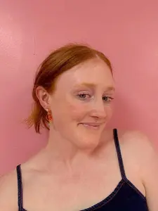 Orange Sparkly  Circle Dangle Earring