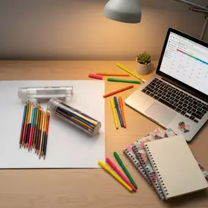 48-color/24-color(12 Pcs/24 Pcs)barrel double-ended oily colored lead suit, with bright colors and smooth writing, is the best choice for home painting, outdoor sketching and holiday birthday gifts.