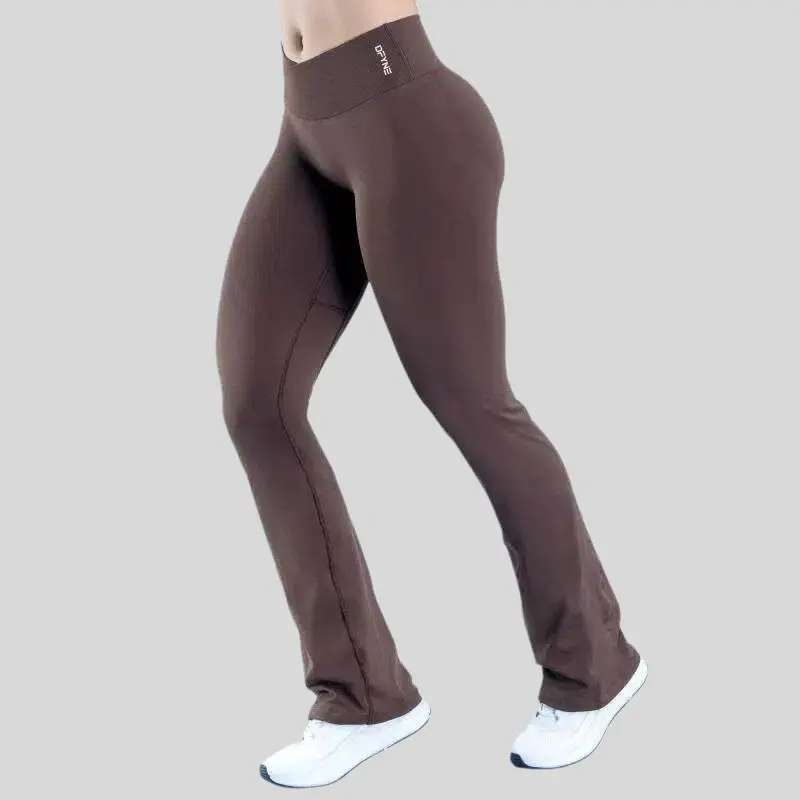 DFYNE Crossover Flare Yoga Pants for Women | Seamless High Waisted Bootcut Leggings with Tummy Control | Butt Lift Sports Bottoms