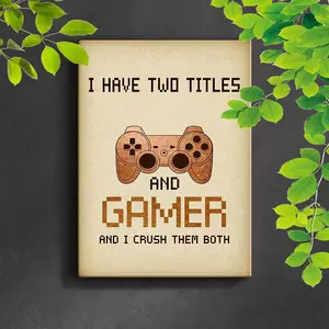 Game Controller Art Print Canvas Painting, 12x16 Inch Framed Wall Decor, Perfect Gift for Gamers, Bedroom & Office Decoration