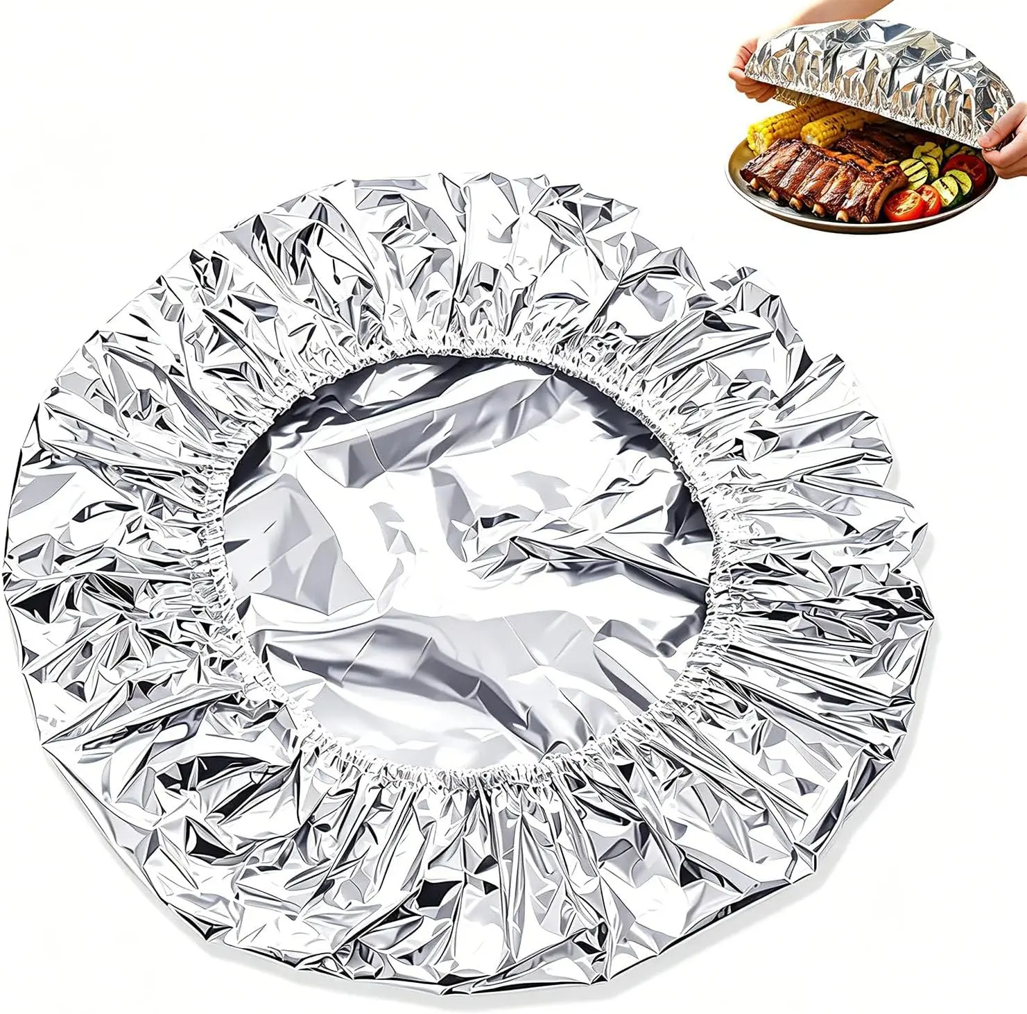 Aluminum Foil Food Covers, Aluminum Foil Insulation Cover, Reusable Heat Insulation Fresh-Keeping Elastic Food Covers