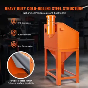 VEVOR 90 Gallon Sandblasting Cabinet with 1.8 Gallon Dust Collection System, 40-120PSI Sand Blasting Cabinet with Stand, Heavy Duty Sand Blaster with Blasting Gun 4 Nozzles for Paint, Rust Removal