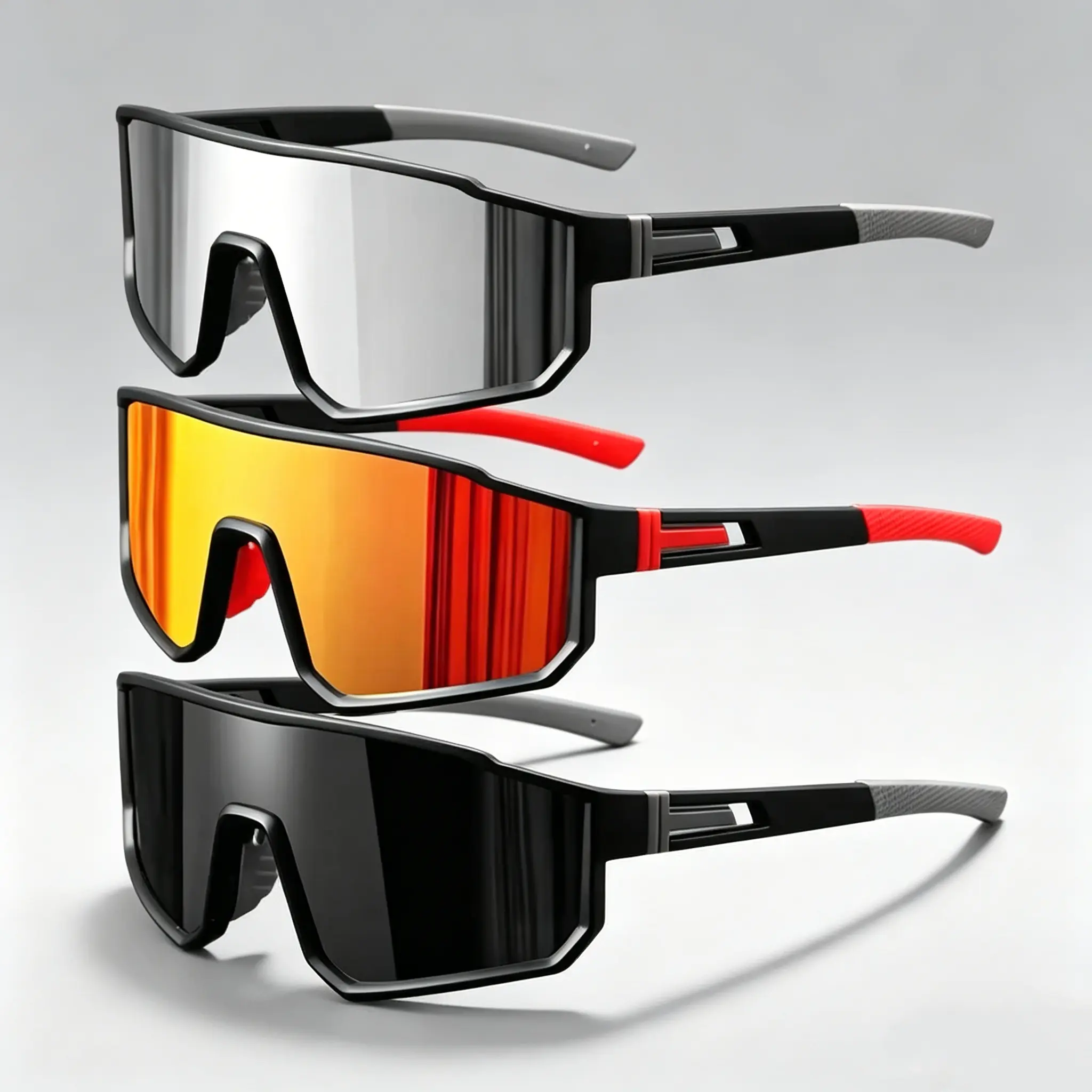 3-Pack Oversized Cycling Sunglasses for Adults, Lightweight PC Frame, Colorful UV400 Lenses, Biking Gear for Outdoor Sports, Cycling Gear