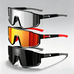 3pcs Men's Oversized Cycling Glasses for Men Bicycle Windproof Colorful Coating Sunglasses Outdoor Sports Motorcyc Cycling Sunglasses