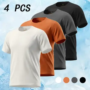 4PCS Men's Moisture Wicking Gym Shirt, Lightweight Breathable Workout Activewear#SummerVibes