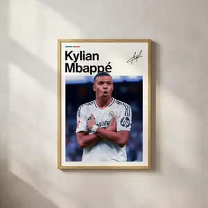 Kylian Mbappé Poster, Mbappé Football Wall Art, Soccer Print, Sports Decor, Rising Star Artwork, Home Decor