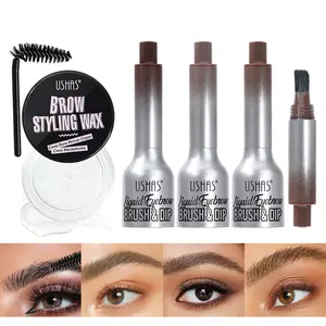 USHAS Liquid Brow Pen + Styling Wax | 3 Shades + Brush | Natural, Waterproof, Long-Lasting