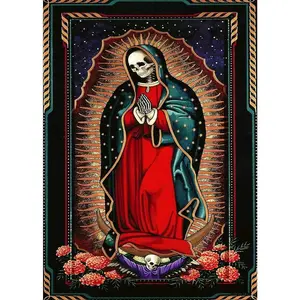 Solar Moon Vertical Gothic  Cloud Design, Skeleton Tapestries Santa Muerte Tapestry Large Size 40x60 In For Room Skeleton Tapestry Wall Hanging Decor For Bedroom