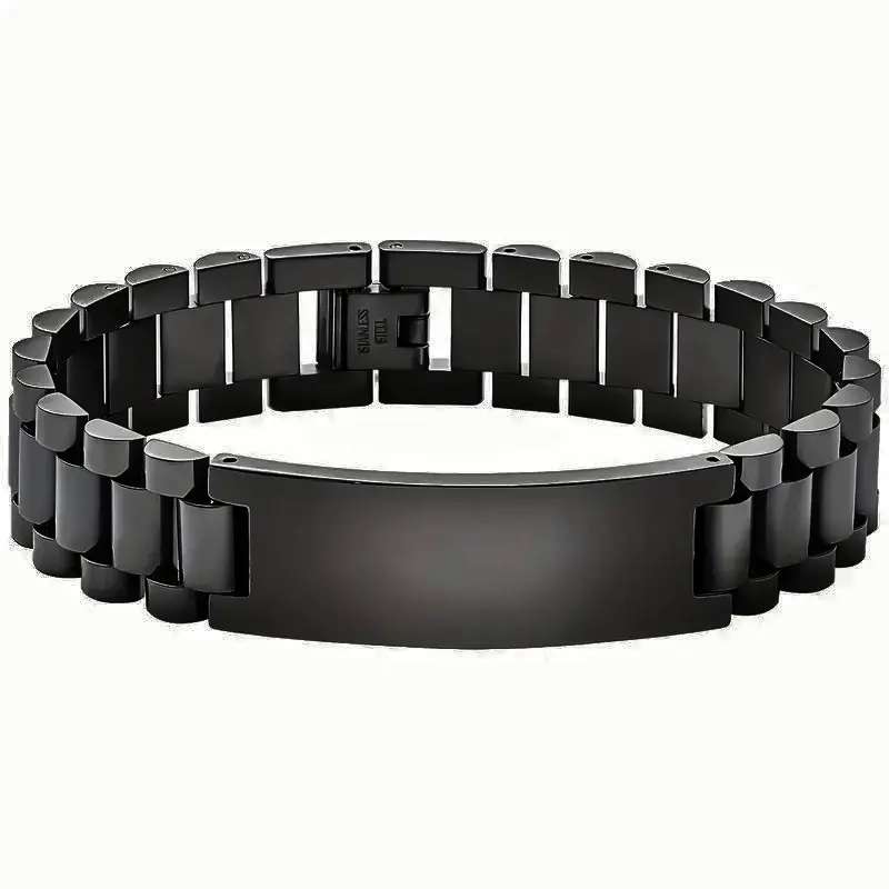 Mens Black Stainless Steel Bangle Bracelet - Fashion Costume Jewelry Accessory for Daily Wear