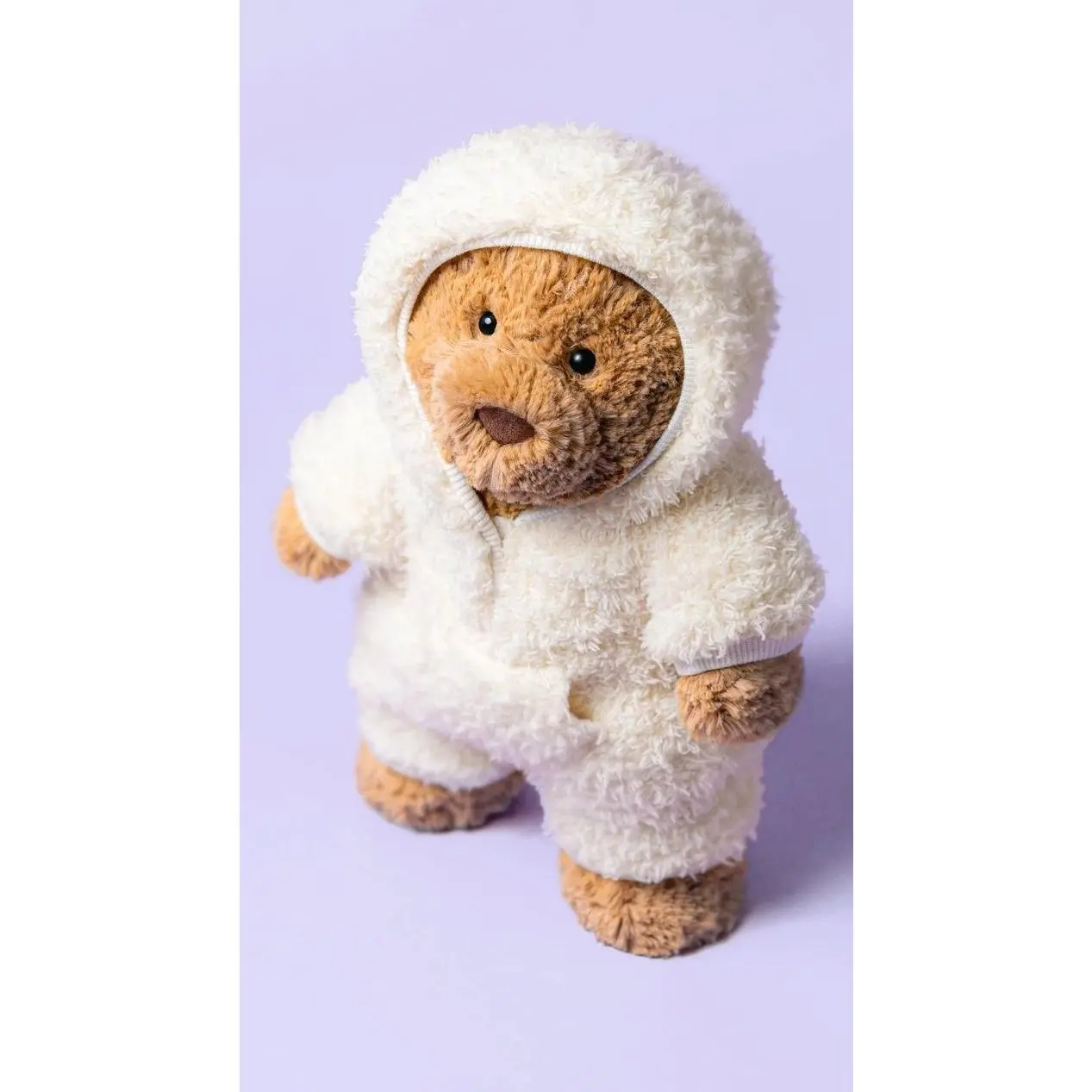 Jellycat Bartholomew Bear All-in-One Plush Stuffed Animal – Ultra Soft Teddy Bear in Cozy Hooded Onesie, Cute Collectible Gift for Kids & Adults