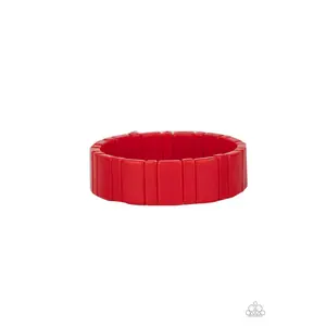In Plain SIGHTSEER - Red Rectangle Acrylic Stretchy Bracelet - Paparazzi