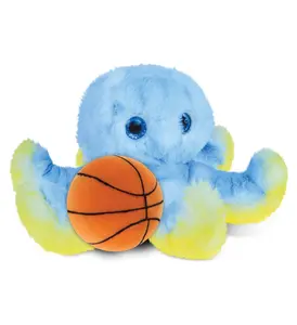 SUPER SOFT PLUSH - BLUE OCTOPUS WITH BASKETBALL PLUSH