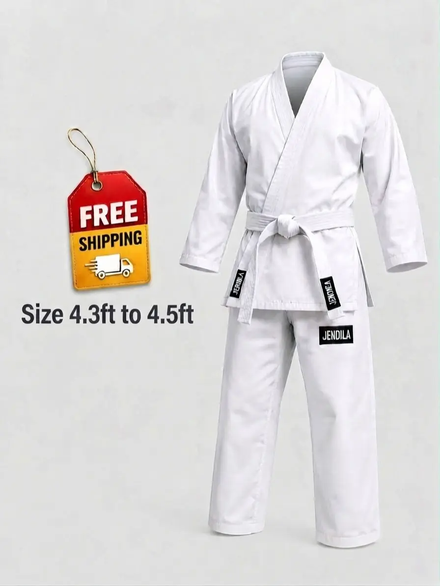Traditional Martial Arts Uniform with Jacket, Pants & White Belt Lightweight Karate Gi Set for Kids & Adults (Size 0)