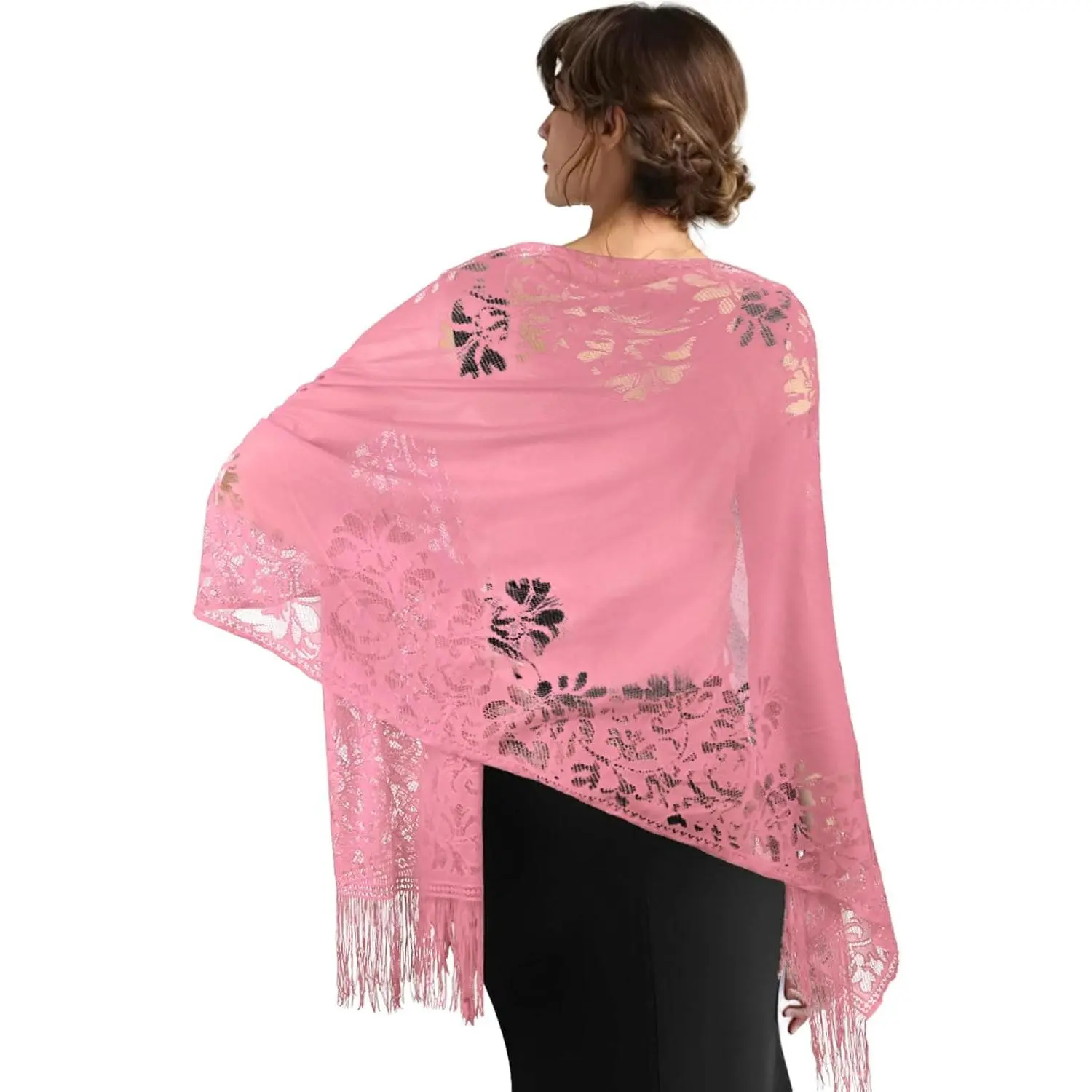 Shawls and Wraps for Evening Dresses Scarfs for Women Pashmina 1920s Wedding Formal Lace Fringe Shawl Accessories