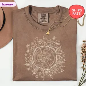 Comfort Colors Botanical Tree Shirt Aesthetic Boho T-Shirt Trendy Retro Nature Graphic Tee Vintage Tree Lover Gift for Her Minimalist Forest Top Oversized Sunday Shirt 2026 Bloom Tee Support Arbor Era Art Scientific Illustration