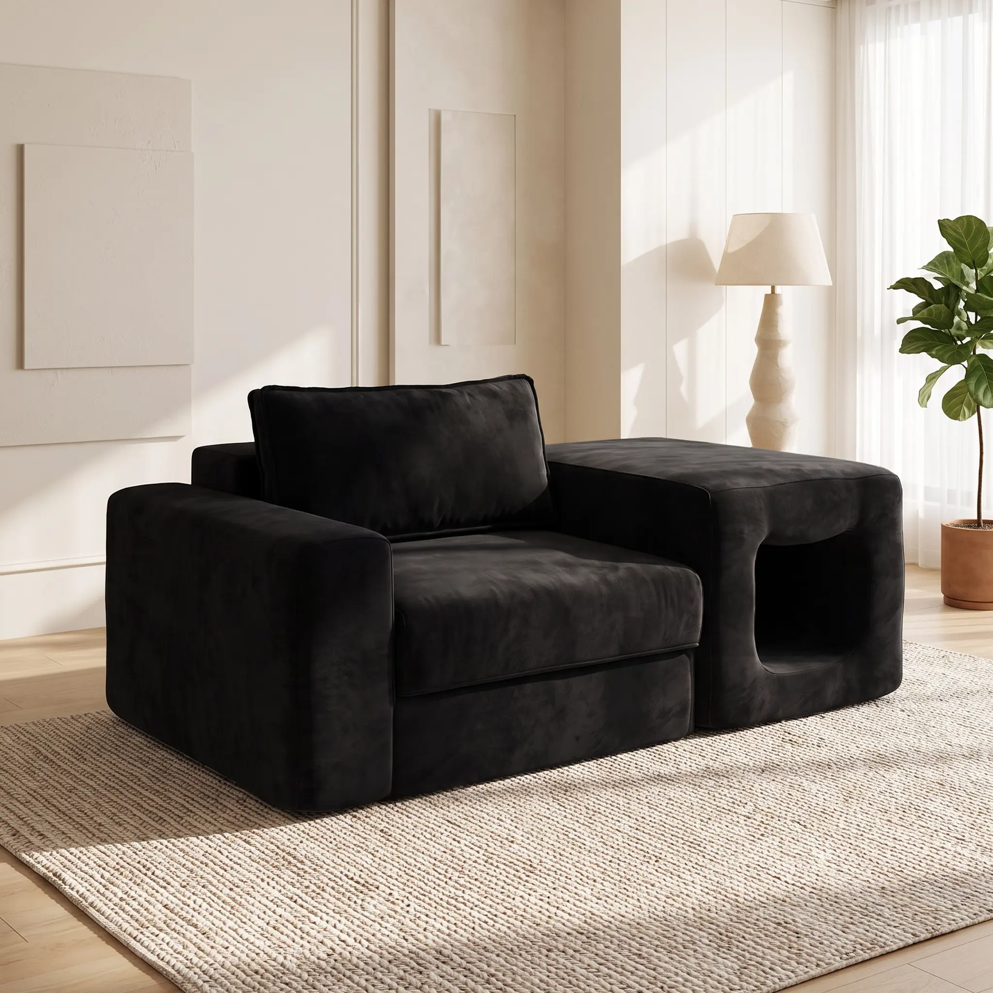 Boneless Sofa - No Assembly Required, Ready-to-Use Indoor Living Room Couch with Pet-Friendly, Scratch-Resistant, Easy-to-Clean Fabric for Small Spaces, Apartments