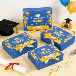 6pcs Graduation Gift Boxes, Hot Stamped Printed, Creative Candy Favor Boxes, Gown Style, Party Favor Paper Boxes for Graduation Celebration