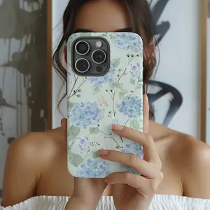 Watercolor Hydrangea Phone Case, Flower Phone Case, Spring Themed Premium Film 2 in 1 Phone Case - Durable, Shock Absorbing and Stylish Protection - Compatible with iPhone 16, 15, 14, 13, 12, 11, Plus, Pro, Pro Max, Perfect birthday gift for friends.