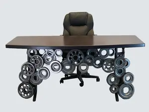 Transmission Gear Desk With Drawer And Solid Cherry Wood Top Eco Friendly Industrial Design 72"W x 36"L x 30"H