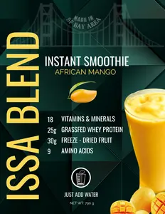 ISSA BLEND Instant Grass-fed Whey Protein Fruit Smoothie with Freeze-Dried Mango and Vitamins - Dietary, Fitness