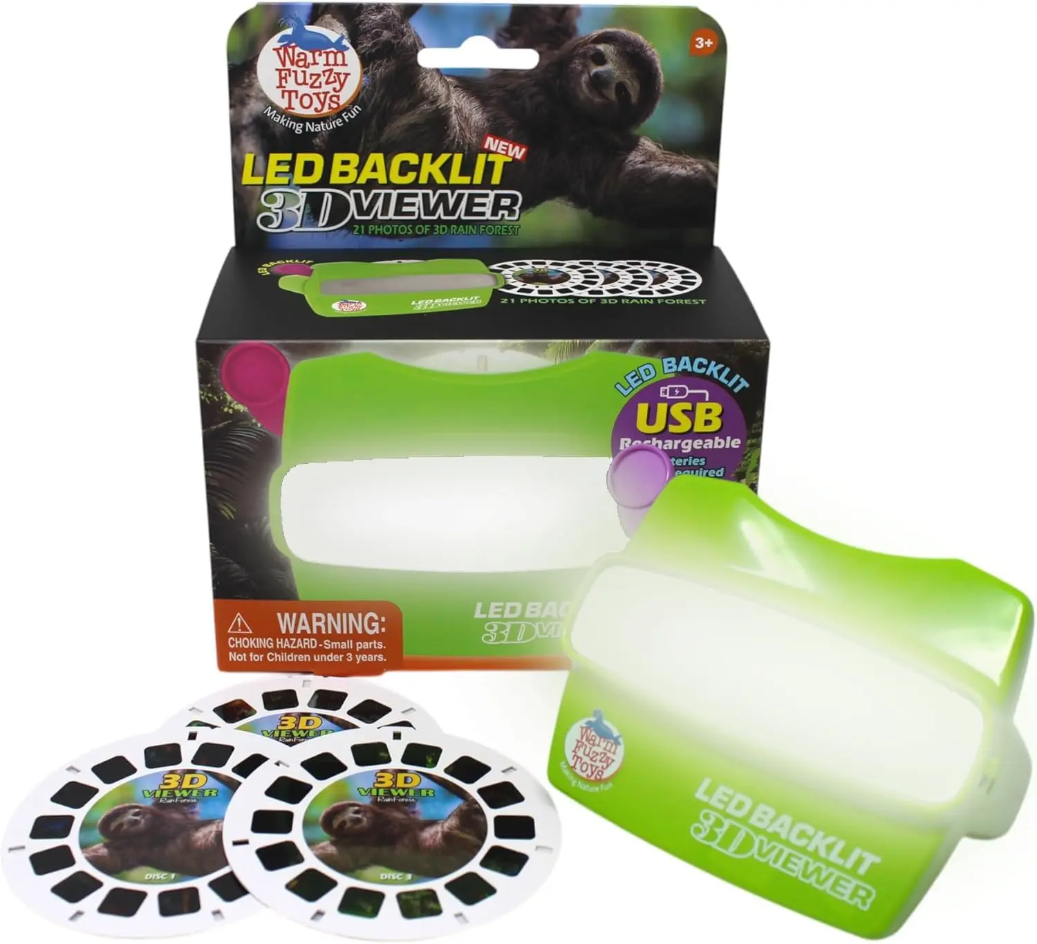 WARM FUZZY Toys LED Backlit 3D Viewer – Rainforest