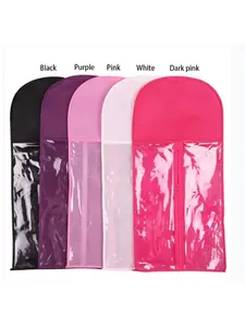 Long Wig Storage Bag Holder Case Hair Extensions Storage Bag With Hanger For Home Salon Organizer Pink/Black/Purple Zipper Pouches