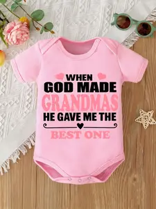 Baby Pink Short Sleeve Onesie, When God Made Grandmas He Gave Me The Best One Pink Black Heart Grandmother Cotton Bodysuit 2. Product Keywords