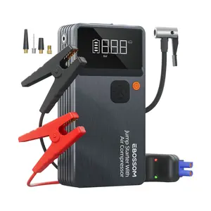 Car Jump Starter with Portable Air Compressor, 12,000 mAh Battery, LED Flashlight, USB Charging, Car Essential Kit, and Emergency Ebossom Car Tools Vehicle
