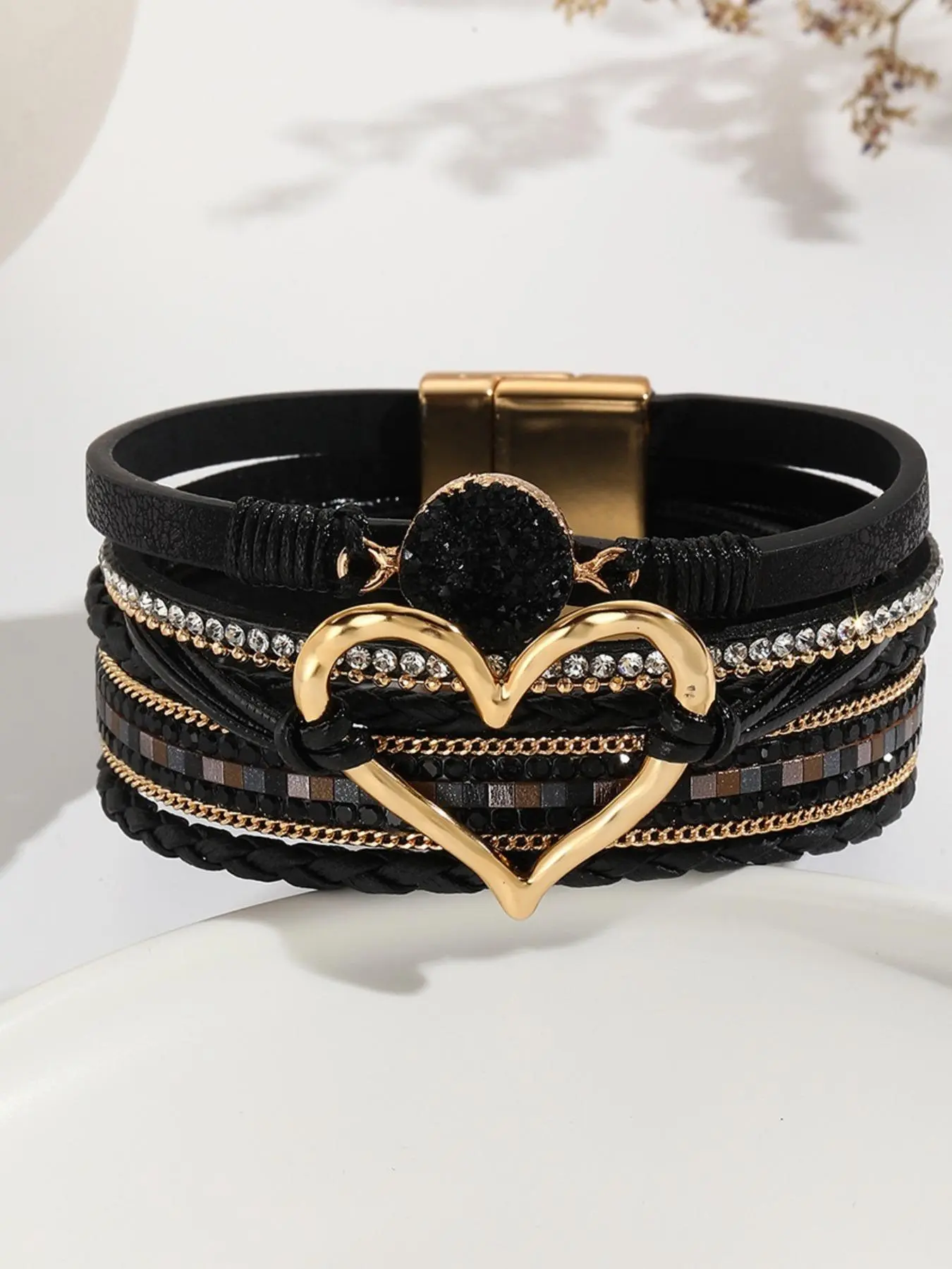 Women's Elegant Heart Design Multi-layer Bracelet, Fashion Jewelry for Party, Daily Clothing Decor, Trendy All-match & Exquisite Jewelry for Birthday Gift, Fashionable Chunky Bangles, Jewellery