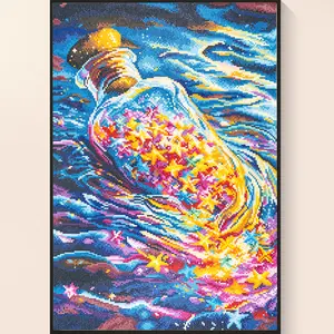 Filled Bottle Full Drill Diamond Painting Kit, DIY Rhinestone Art Craft with Vibrant Sea & Sky Design, Premium Crystal Diamonds for Intricate Detailing, Perfect Home Wall Decor & Gift for Art Enthusiasts, Stress - Relief Hobby diy christmas diamond painti