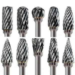 Hard Alloy Burr Drills Set, 10pcs/set Milling Spiral Drill Bit with 1/8 Inch Shank, Rotary Tool Accessories for Wood Stone Carving Cutting Engraving