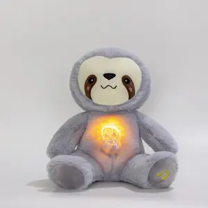 Breathing Sloth Toy Can Turn Off The Music Baby Soothing Bear Plush Doll Baby Sleep Companion Sound and Light Doll Toy