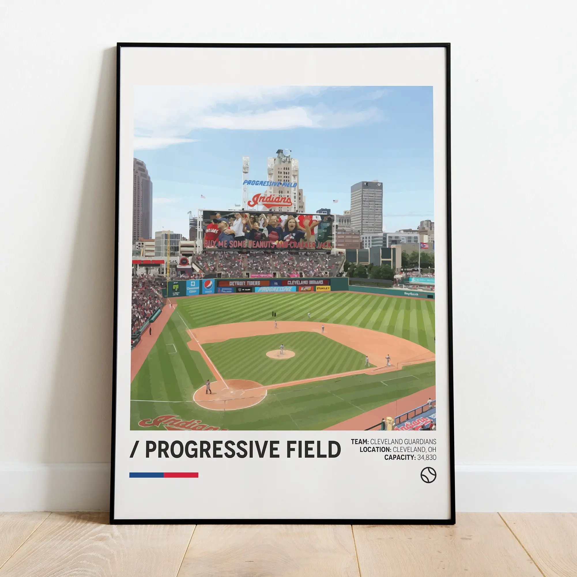 Progressive Field Poster, Cleveland Guardians Poster, Minimalist Sports Poster, Office Wall Art, Bedroom Wall Art, Stadium , unframed, Decor Artistic