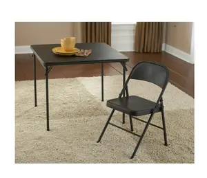 Black Metal Double-Braced Folding Chair with Reliable Support Compact Storage for Home Office Use Versatile and Durable