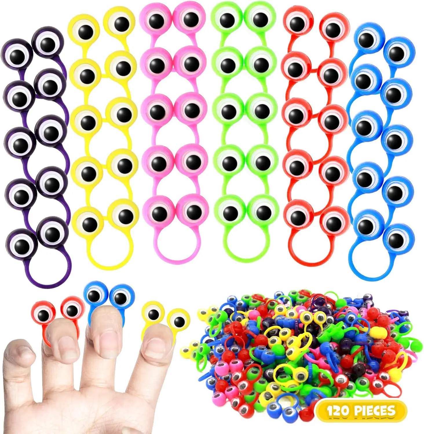 120 PCS Party favors in the nature of small toys Eye Finger Puppets Toys Set Mini Eye Finger Puppets and Classroom Rewards for Kids