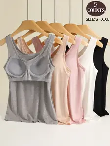 Women's Top With Wide Straps, Sleeveless and Round neck, Solid, Button, as an Undershirt or Tank Top For Women, Underwear, Womenswear, Basic Vest in Slim Fit Shape,Women Bottoms for Daily wear,All Seasons,High Elastic Soft Breathable Fabric, Sizes S-XXL