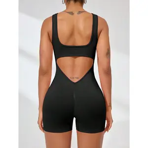Women'S Form-Fitting Yoga Bodysuit with a Sexy Design And High-Waisted Shorts