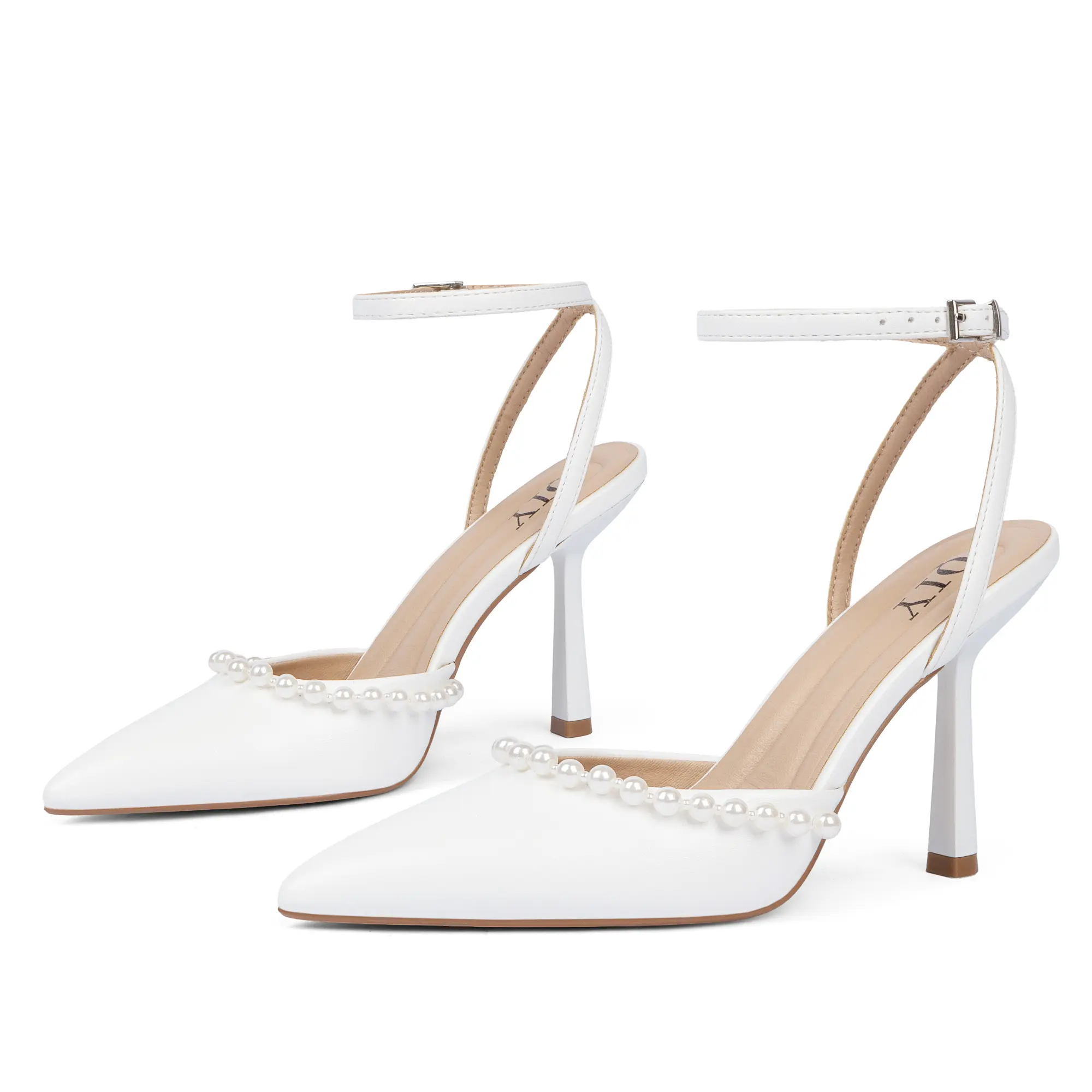 QIY Women's Closed Toe Ankle Strap Buckle Stiletto Sandals, Pointed Toe Classy Pumps, Exquisite Heels for Wedding & Date Night Footwear, Classy Sandal