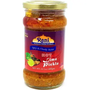 Rani Lime Pickle Hot (Achar, Spicy Indian Relish) 10.5oz (300g)~Glass Jar, All Natural | Vegan | Gluten Friendly | NON-GMO | No Colors | Indian Origin