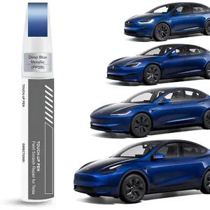 car stuffCar Touch Up Paint(Deep Blue Metallic(PPSB)) for Tesla Model Y/3/S/X, 2 in 1 DIY Car Paint Scratch Repair Kit with Pen Tip & Brush, Scratch Remove