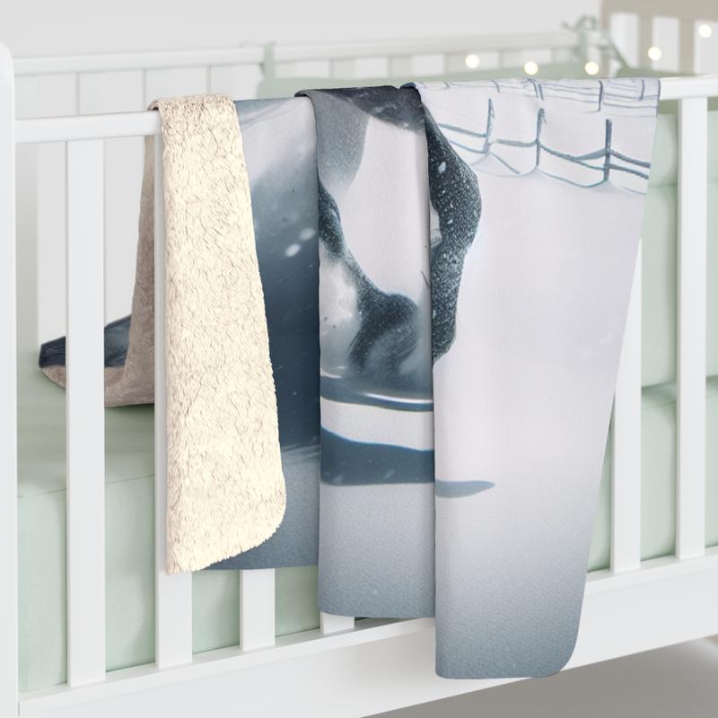 Wild Black Horse Winter Sherpa Fleece Blanket Gift For Her or For Him Soft and Cozy Snow Scene Present for Animal Lover Nature Inspired