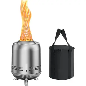 Tabletop Fire Pit  Woods/Pellets, Portable Small Fireplace with Storage Bag for Camping Tailgating RV Patio Backyard,  Camping Stove 9.5", FP055